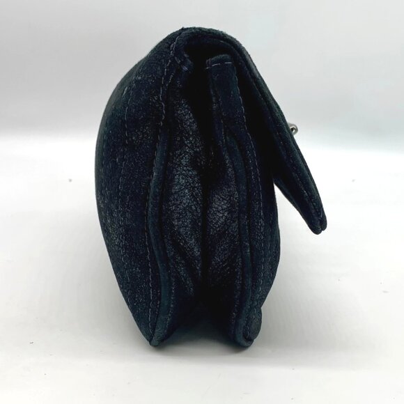 Treesje Black Leather Suede Buckle Clutch - Picture 4 of 10